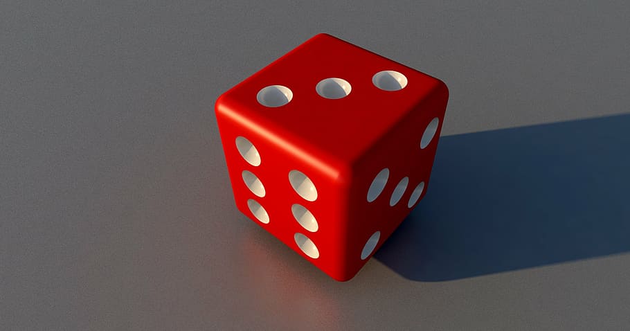 rolling, dice, 3, cube, play, random, luck, red, points, numbers eyes