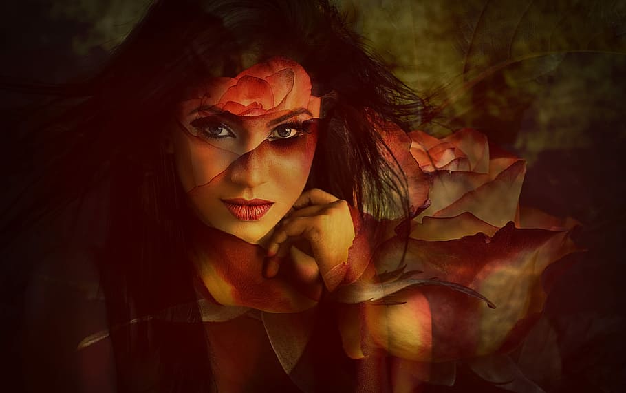 woman face painting, woman, surreal, artistic, creative, dreamy, romantic, rose, roses, flowers
