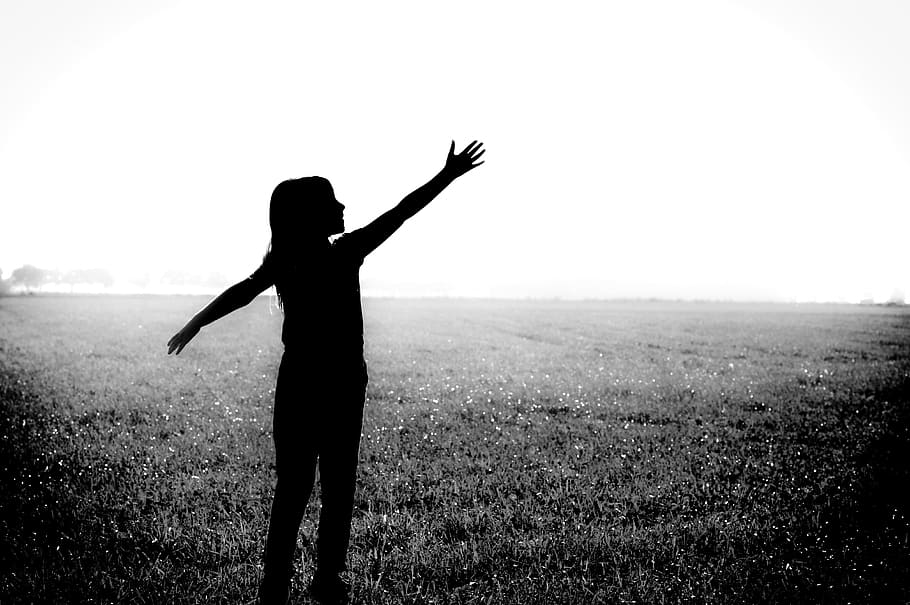 silhouette of girl, Black And White, Silhouette, Girl, playful, sunny, black and white background, black, white, design
