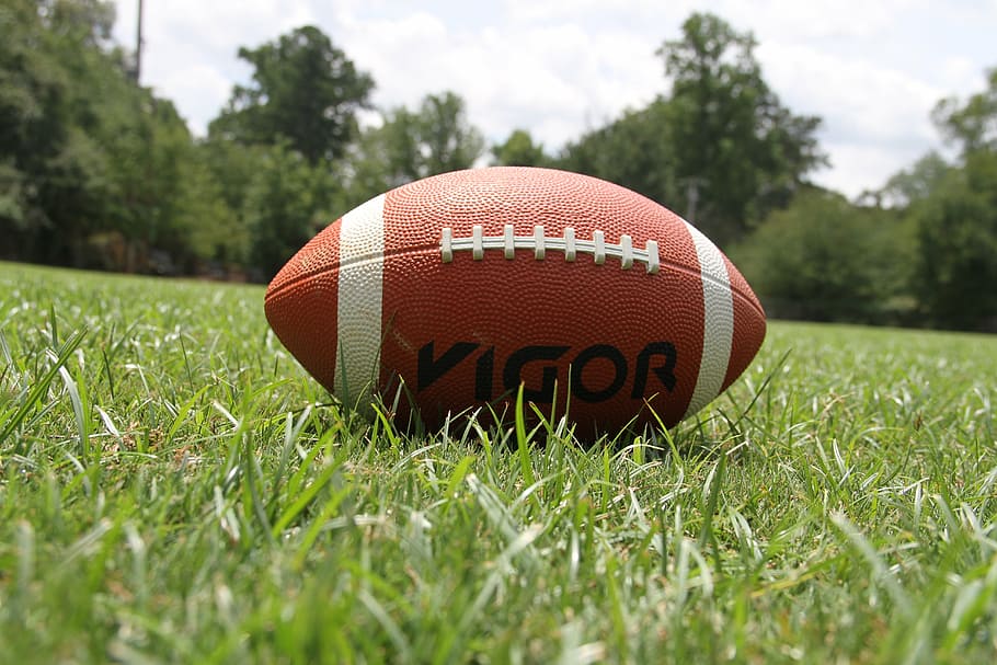 vigor football kulit babi, lapangan rumput, sepak bola amerika, sepak bola, olahraga, bola, rumput, lapangan bermain, american football - olahraga, di luar rumah