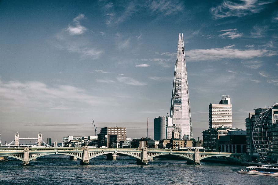 london skyline, didominasi, gedung pencakar langit beling, London, skyline, The Shard, pencakar langit, bangunan, arsitektur, kota