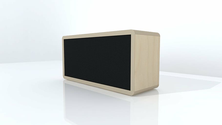 column, wireless, plywood, speaker, bluetooth, beige, mini, single Object, simplicity, white background