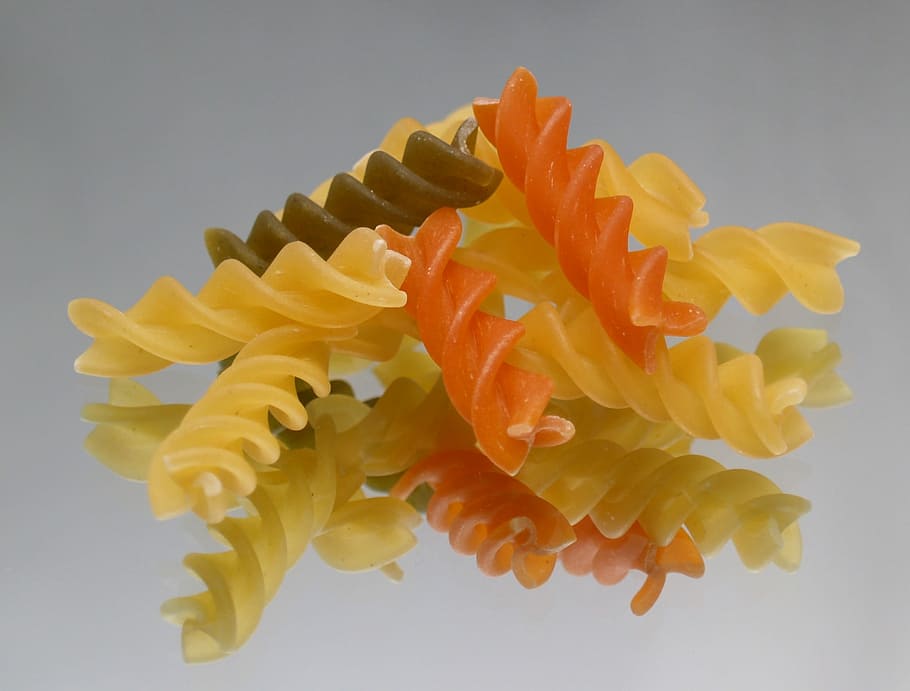 Pasta, Reflection, Food, Italian, ingredient, raw, uncooked, carbohydrates, culinary, fusilli
