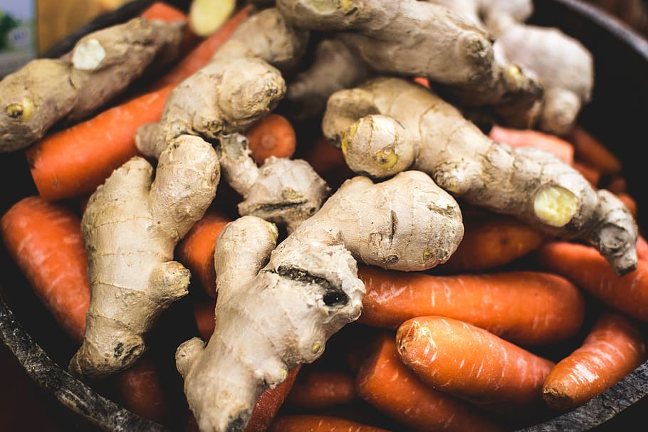 ginger with carrots, Ginger, carrots, healthy, food, vegetable, heat - Temperature, cooking, freshness, close-up