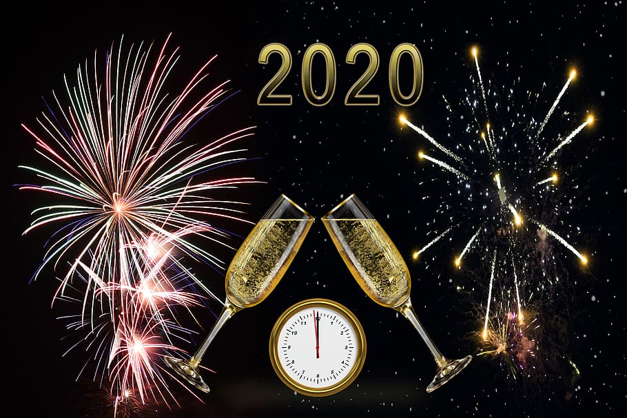 大日, 正月, 2020年, シルベスター, 年の変わり目, 祝う, 祭り, 飲み物, お尻, 運