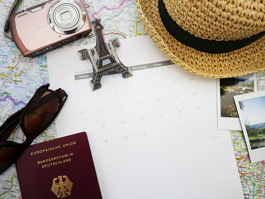 viaje, vacaciones, plan, calendario, destino, tiempo de vacaciones, tiempo, viajes a la ciudad, pasión por los viajes, sombrero