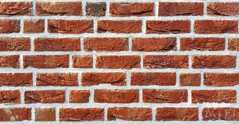 茶色のレンガの壁, 背景, テクスチャ, 構造, 壁, レンガ, 石, 赤, イニシャル, ファサード
