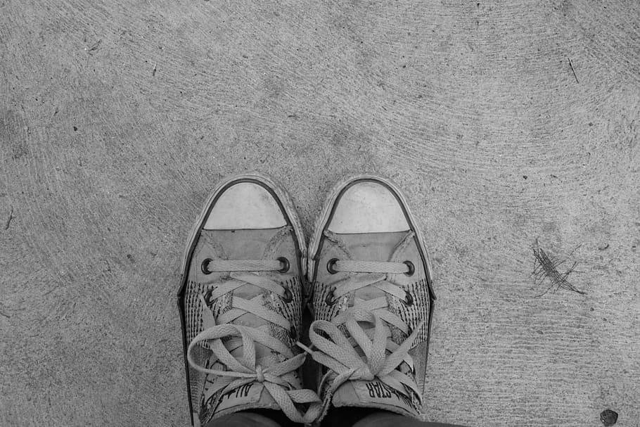Feet, Shoes, Converse, All Stars, converse, all stars, standing, alone, confident, black and white, shoe