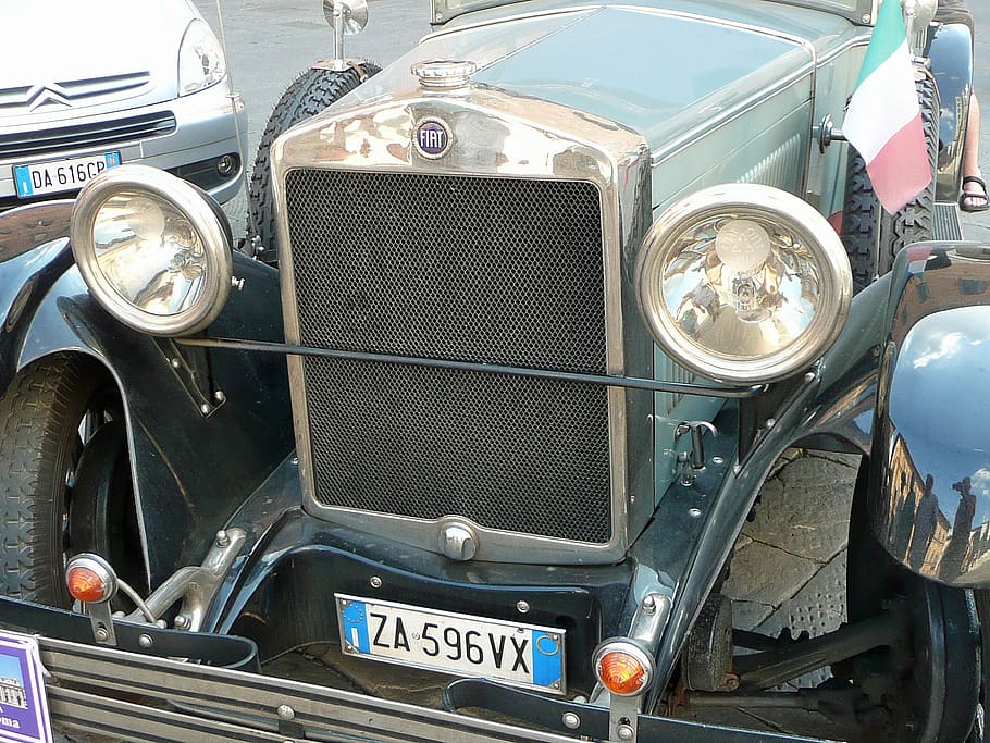 oldtimer, fiat, automotive, classic, old car, land vehicle, mode of transportation, headlight, car, retro styled