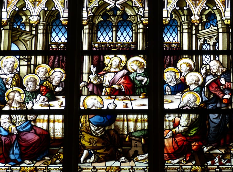 last, supper, stained, glass, church, window, church window, stained glass, stained glass window, gothic