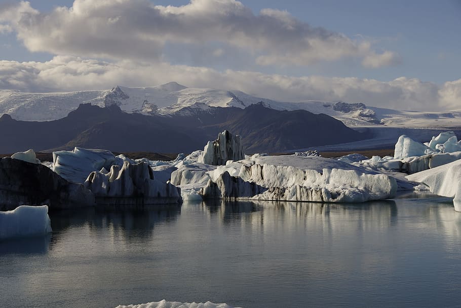 foto, corpo, agua, formações de gelo, corpo de água, gelo, formações, Islândia, iceberg, glacial