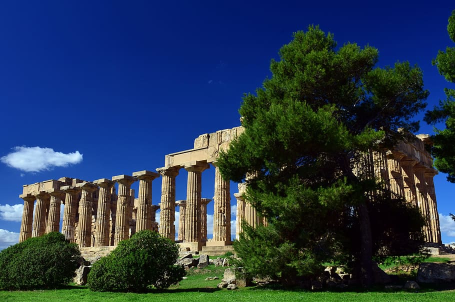 ベージュの柱パルテノン, 寺院, ギリシャ, 破滅, 興味のある場所, 古代, シチリア, 円柱, ギリシャの町, 遺跡