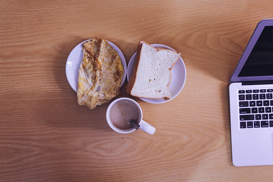 pan, roti, plato, café, lleno, jarra, foto, desayuno, comida, lugar