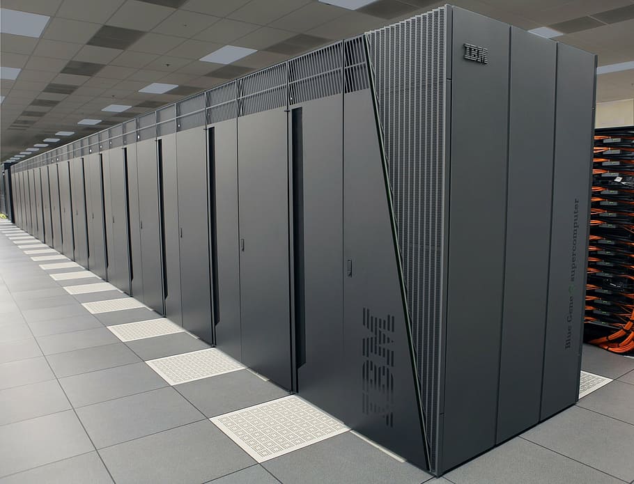 abu-abu, lemari besi, permukaan, superkomputer, mainframe, mira, petascale, ibm, gen biru, sistem q