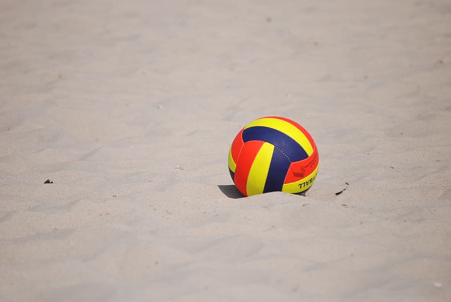 volleyball on sandbank, Ball, Volleyball, Beach, Sand, Sand, Sea, the ball, beach, sand, sea, landscape