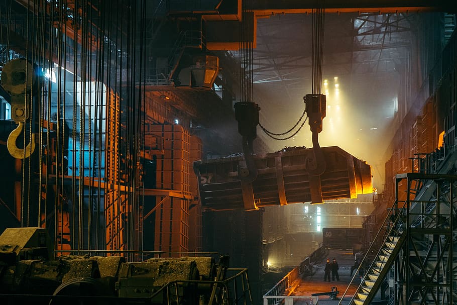 crane, holding, white, steel case, steel, industry, metal, company, heavy, factory