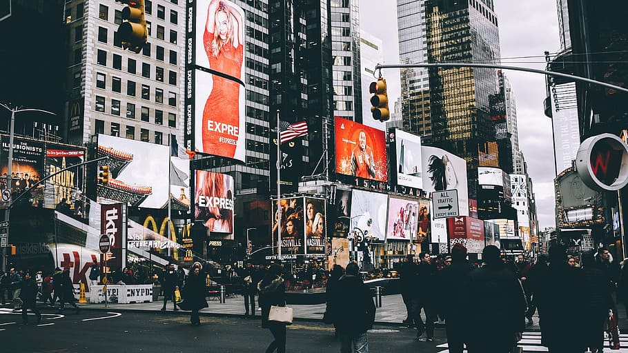 Times Square, New York City, urbano, ciudad, cartelera, personas, hombre, hombres, mujer, señora