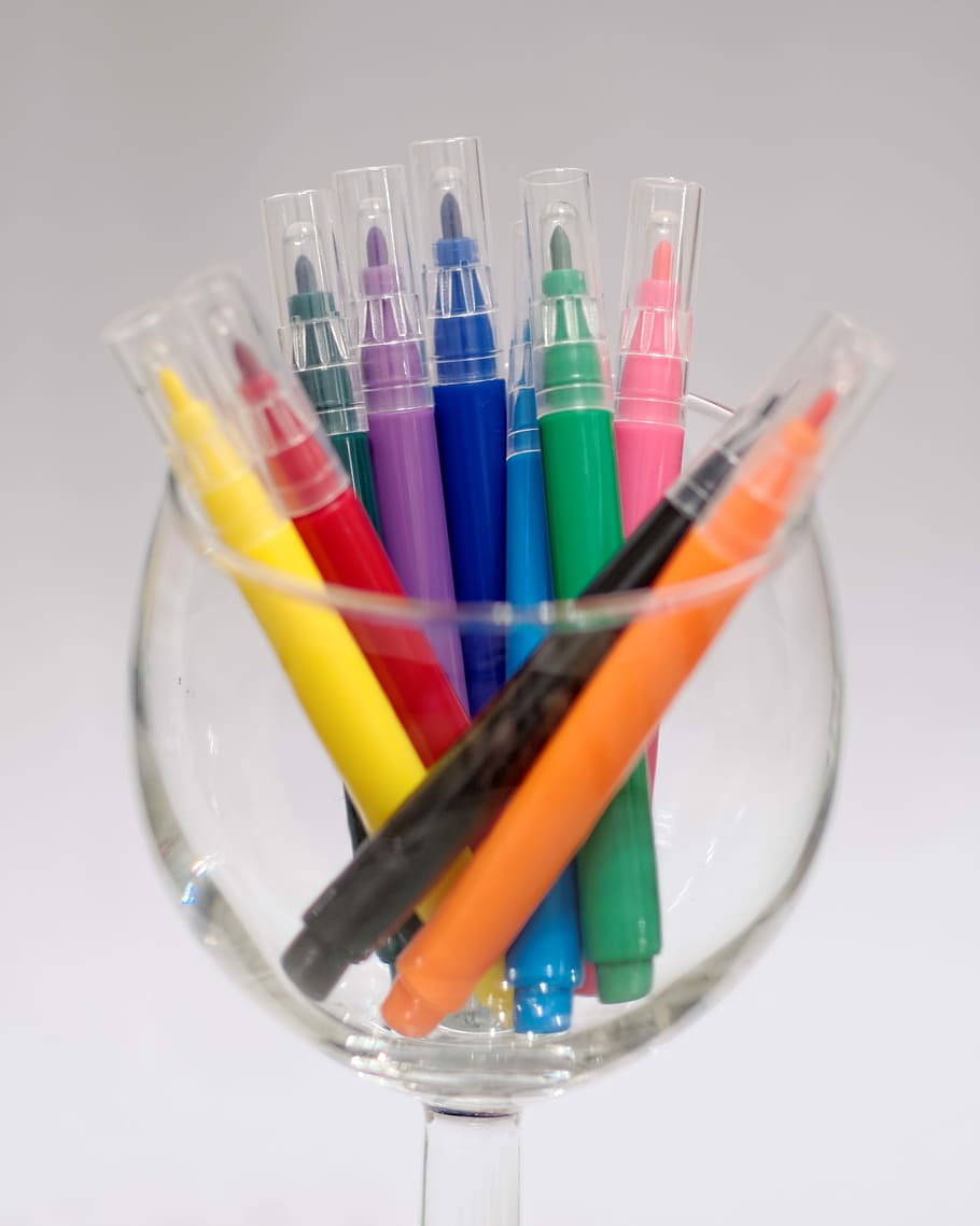 colorful, pens, colored pencils, color, paint, draw, colour pencils, felt, variation, choice