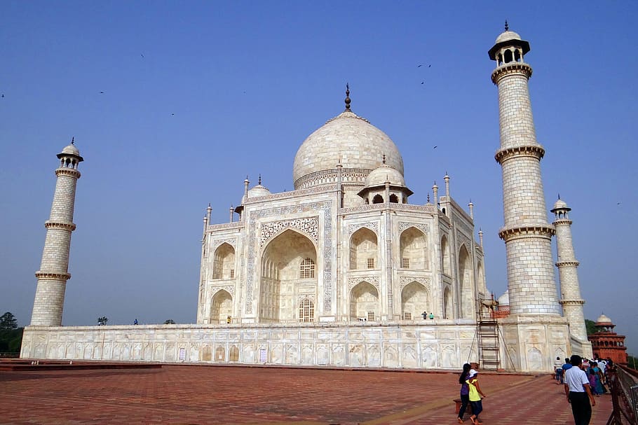 siang hari, Taj Mahal, Unesco, Dunia, Keajaiban, situs unesco, keajaiban dunia, marmer putih, monumen, peringatan