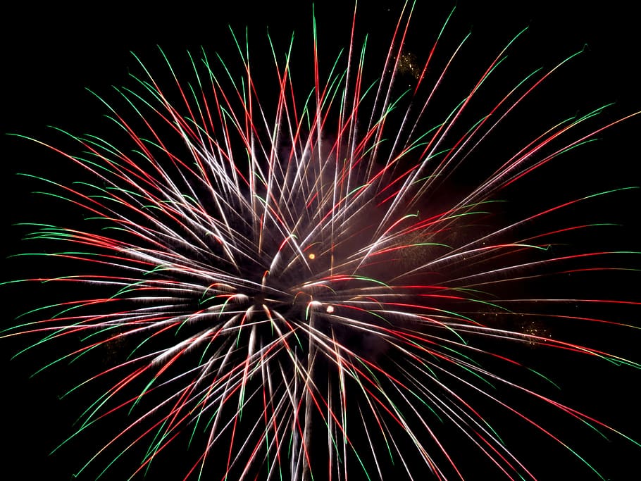 fireworks, 4th, july, night, firework, motion, illuminated, exploding, firework display, glowing