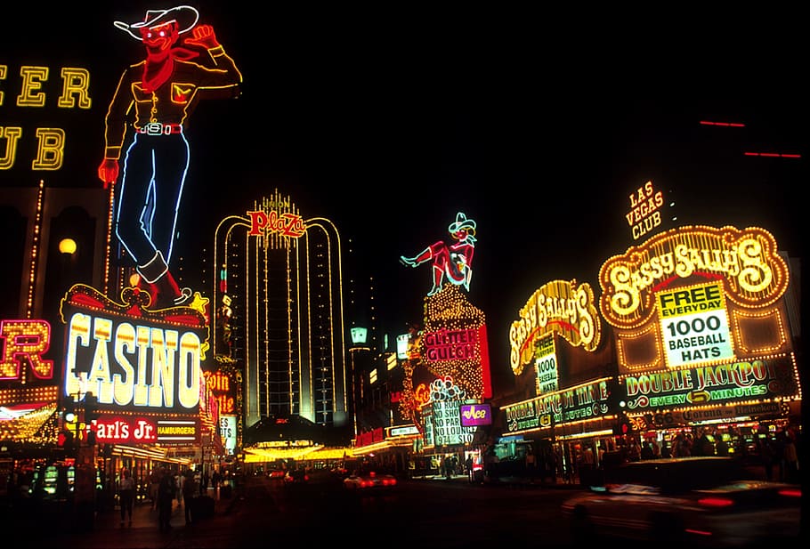 Casino, Las Vegas, noche, luces de neón, casinos, letrero, franja, ciudad, juegos de azar, hito