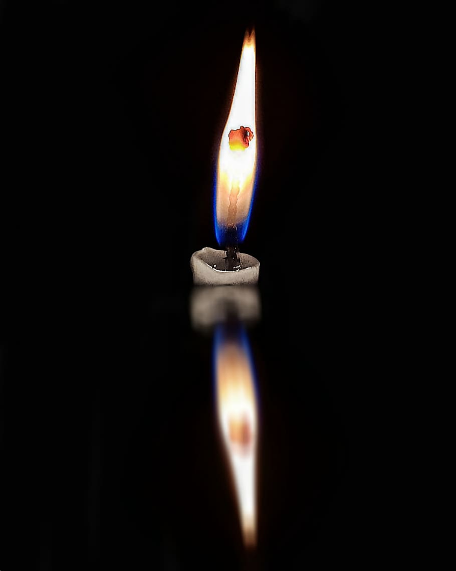 candle, reflection, lowlight, thread, flame, fire, burning, heat - temperature, fire - natural phenomenon, close-up