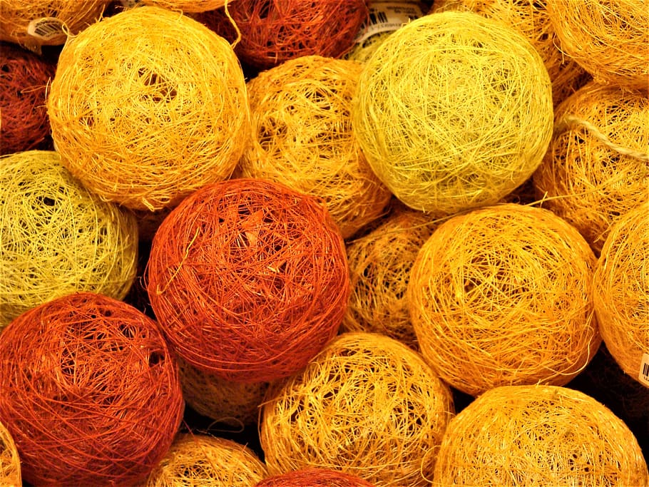 yarn, balls, cord, full frame, backgrounds, still life, close-up, large group of objects, high angle view, stack