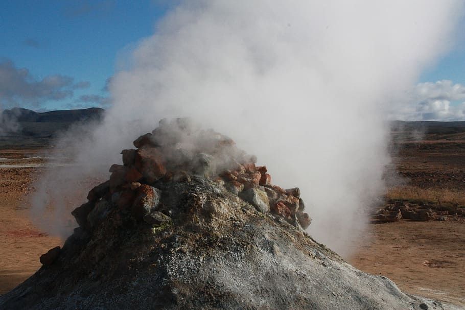Islândia, Fumarola, namafjall, hverir, enxofre, vulcanismo, nuvem de fumaça, vapor, natureza, ao ar livre