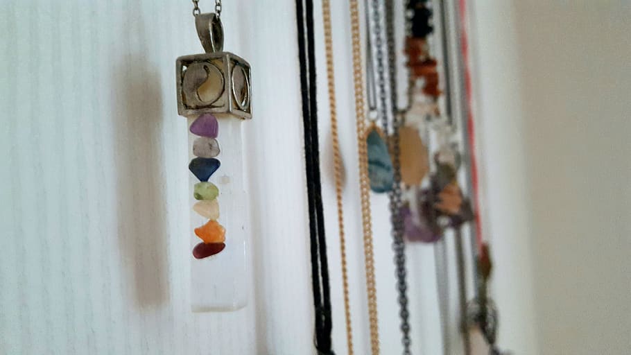 necklace, jewelry, chakra, healing, crystal, gemstone, magic, natural, hanging, indoors