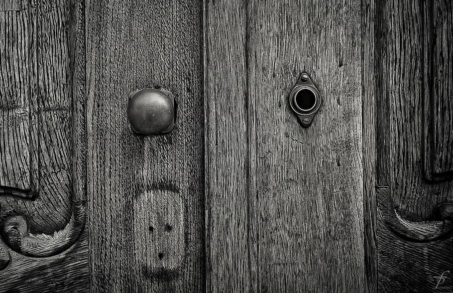 puerta, ojo de la cerradura, diseño, cerradura, llave, entrar, madera, madera - material, entrada, primer plano