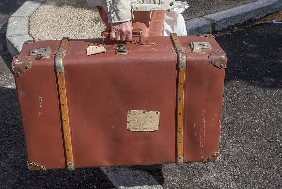 koper, perjalanan, keberangkatan, kulit, vintage, bagasi, hari, satu orang, bagian tubuh manusia, angkutan