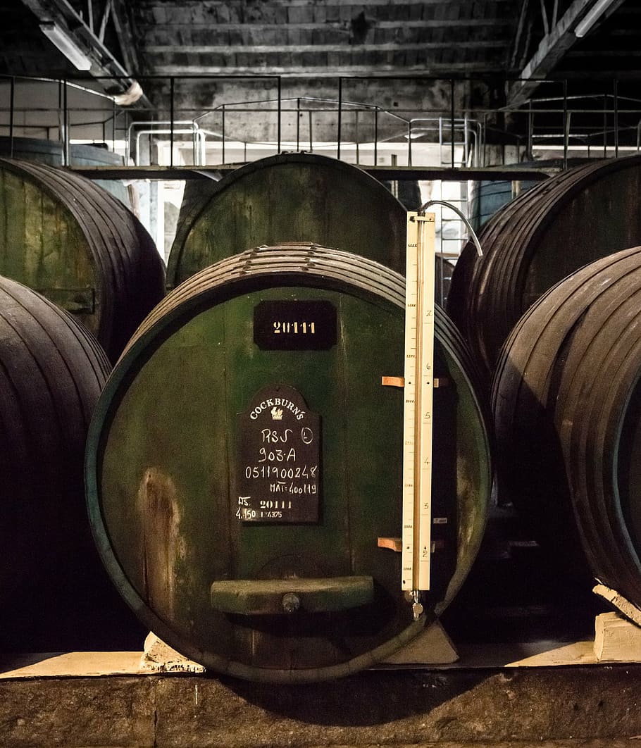 wine, wine barrel, port wine, cellar, dark, wooden barrels, wine storage, industry, indoors, factory