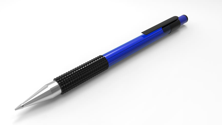 bolígrafo, escuela, escribir, azul, fondo blanco, recortar, en el interior, objeto único, foto de estudio, instrumento de escritura