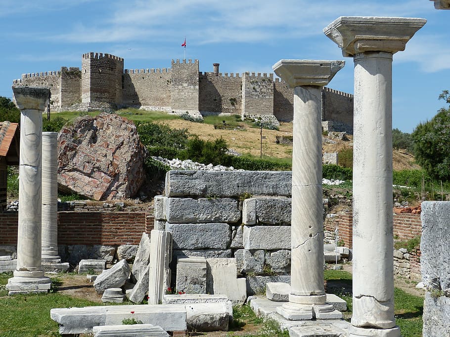 ruins, castle, daytime, ephesus, antique, antiquity, pillar, temple, ruin, classical architecture