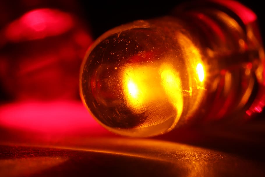 red, led, light-emitting diode, light, led lamp, lamp, macro, shining, hell, bulbs