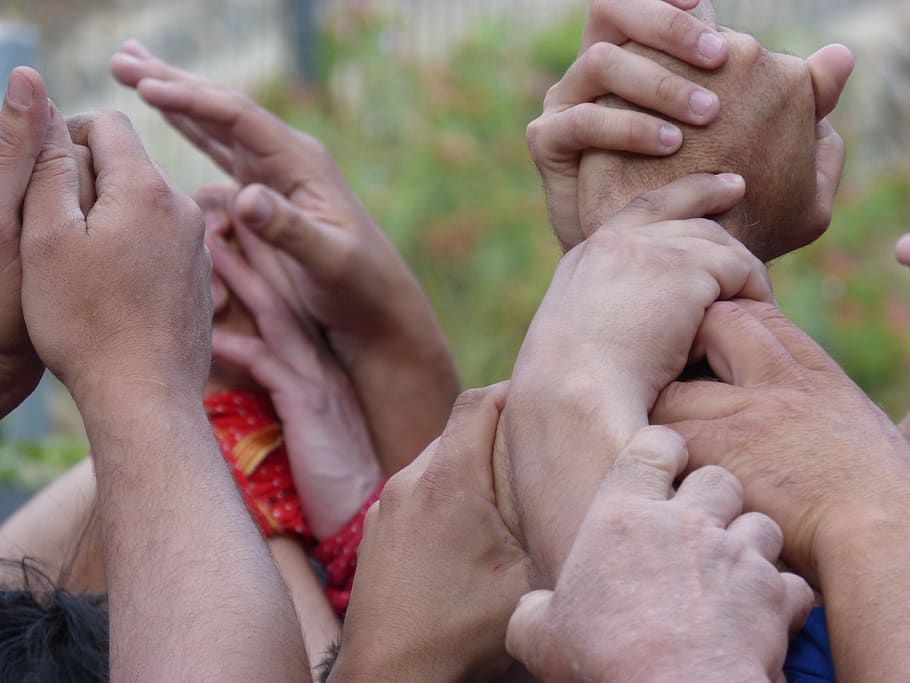 castells, hands, collaboration, hand, human body part, real people, human hand, group of people, body part, togetherness