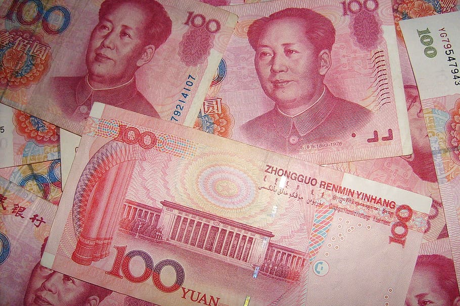 Close-up, foto, 100, chino, moneda, dinero, Yuan, Mao, facturas, efectivo