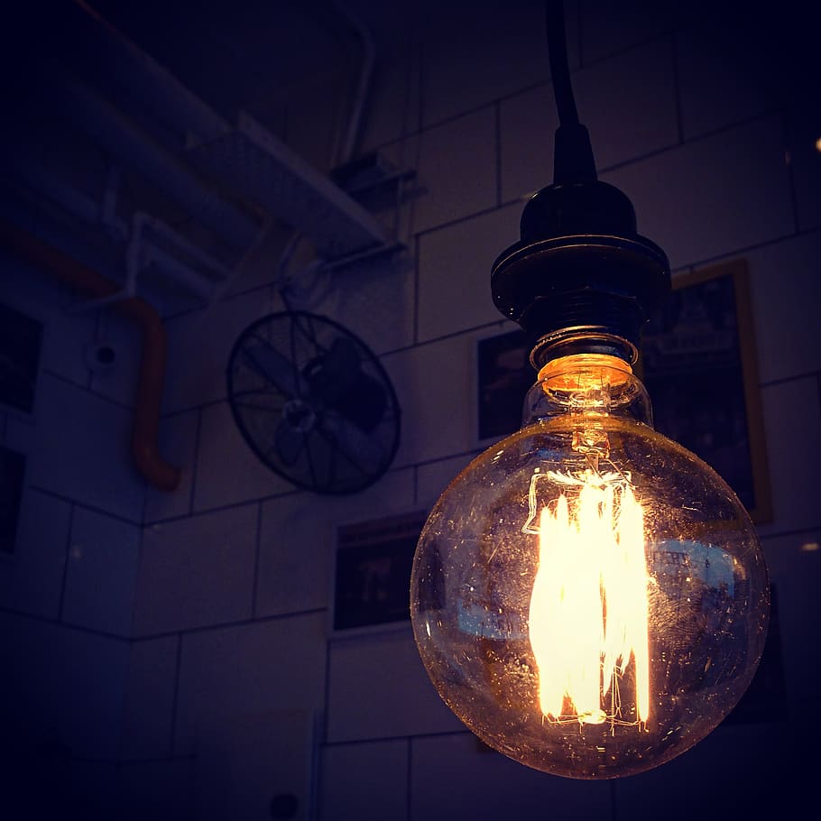 light, bulb, spark, dark, night, glass, ceiling, roof, light bulb, illuminated