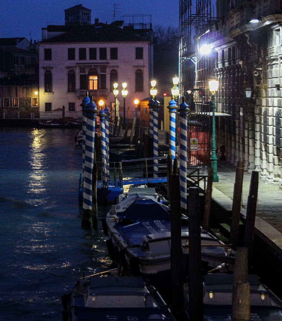 Channel Boot Homes Night Light Romantic Without Tourists Venice Venice Italy Canal Pxfuel