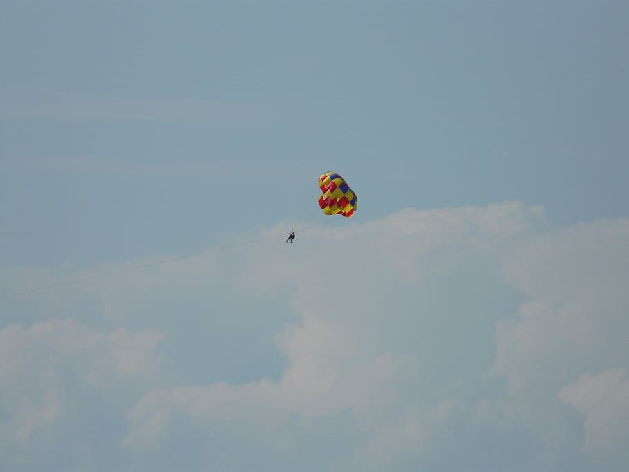 parasailing, controllable parachuting, Parasailing, Controllable, Parachuting, controllable parachuting, parachute, fly, bird's eye view, paragliding, hang gliding