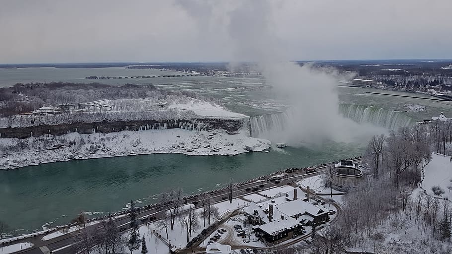 body of water, panoramic, outdoors, nature, travel, landscape, winter, niagara falls, snowy landscape, winter landscape