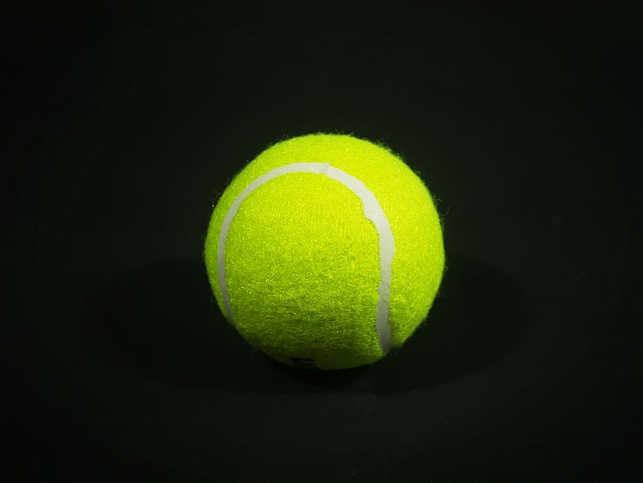 黄色, テニスボールのクローズアップ写真, ボール, 白, 影, オブジェクト, 背景, クローズアップ, ゲーム, 分離