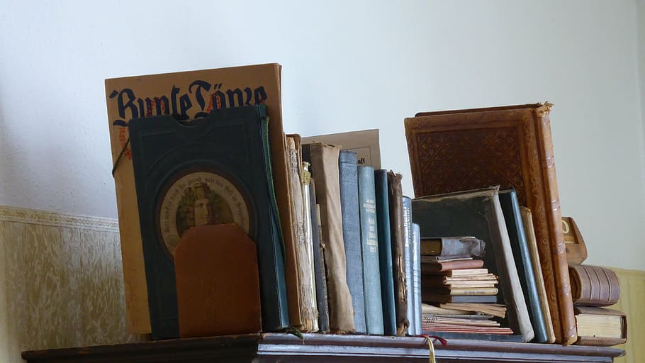 bookshelf, books, old, antiquariat, historically, read, used books, antiquarian, literature, leather covers