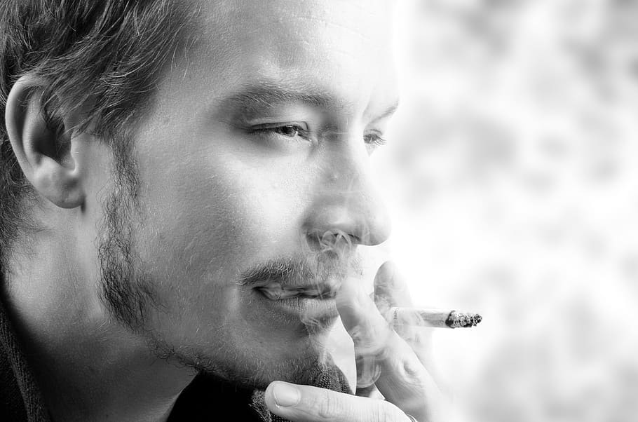 fumaça, jovem, humano, modelo, adulto, pessoas, cigarro, masculino, retrato, homem