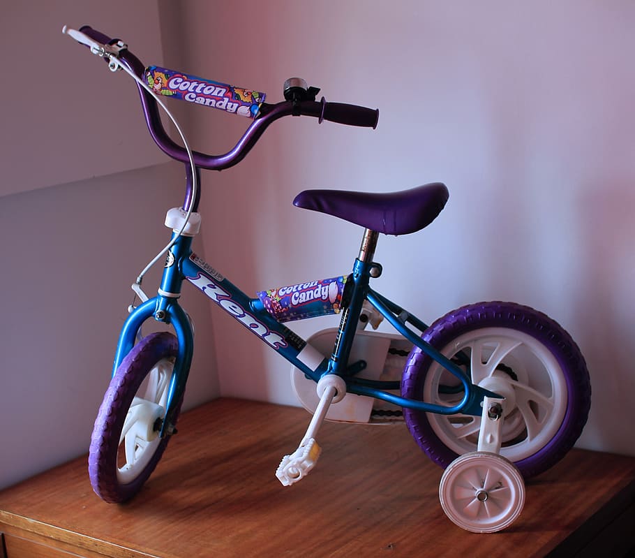 bicicleta, ciclo, infancia, activo, recreación, estilo de vida, ruedas de entrenamiento, niños, saludable, actividad