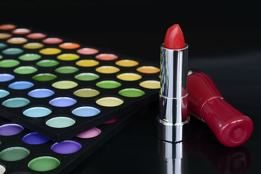 red, lipstick, eye shadow, cosmetics, color palette, color, colorful, make up, color picker, art