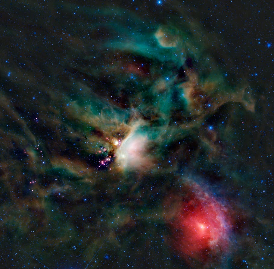 rho ophiuchi, cloud complex, space, milky way, star forming, picturesque, infrared light, wavelengths, emission nebula, glowing