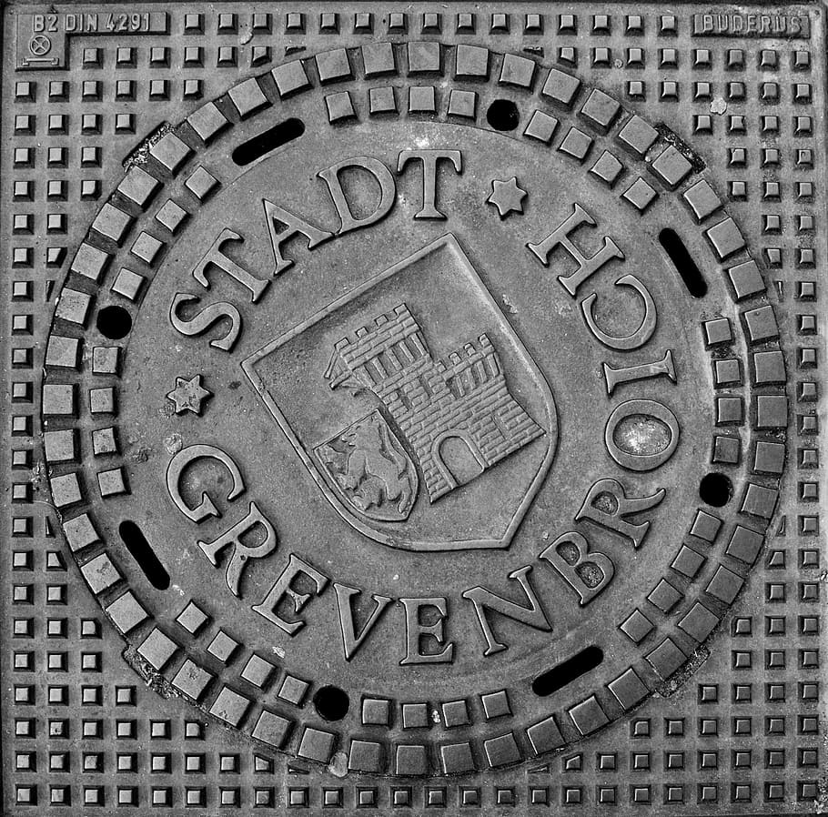 Gulli, Grevenbroich, gullideckel, manhole cover, wastewater, metal, cover, close-up, textured, time
