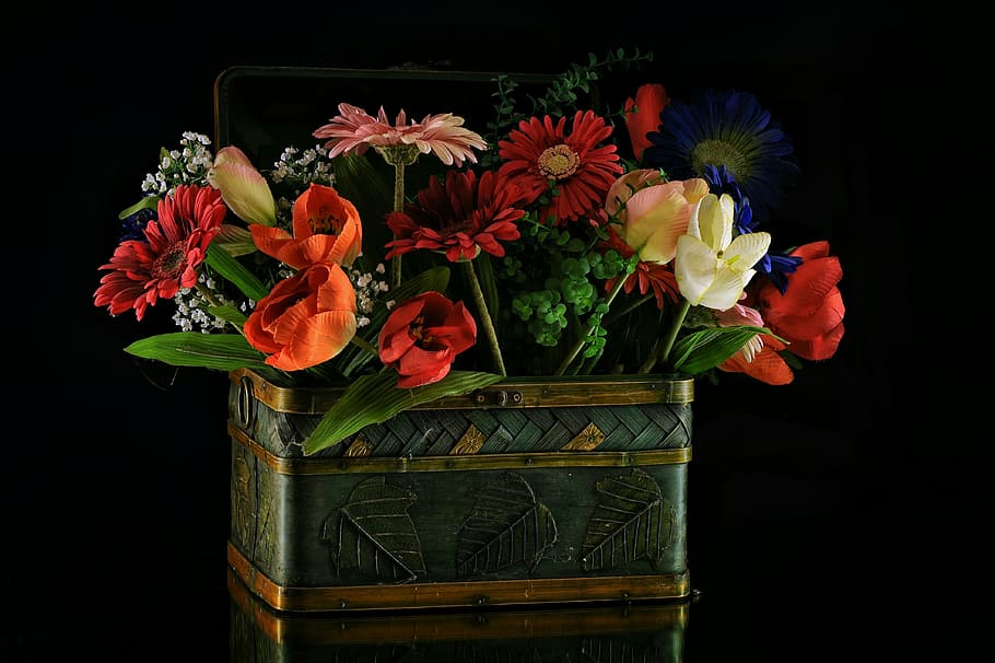 assorted-color petaled flowers, rose, tulips, color, bouquet, flowers, vase, flower, vases, nature