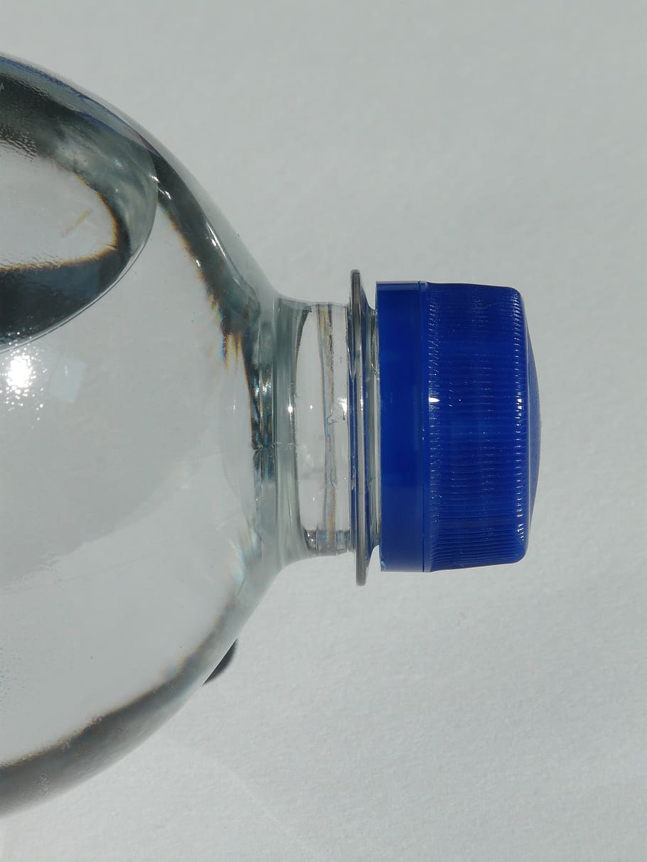 plastic bottle, bottle, mineral water, water, transparent, lid, blue, close, drink, carbonic acid